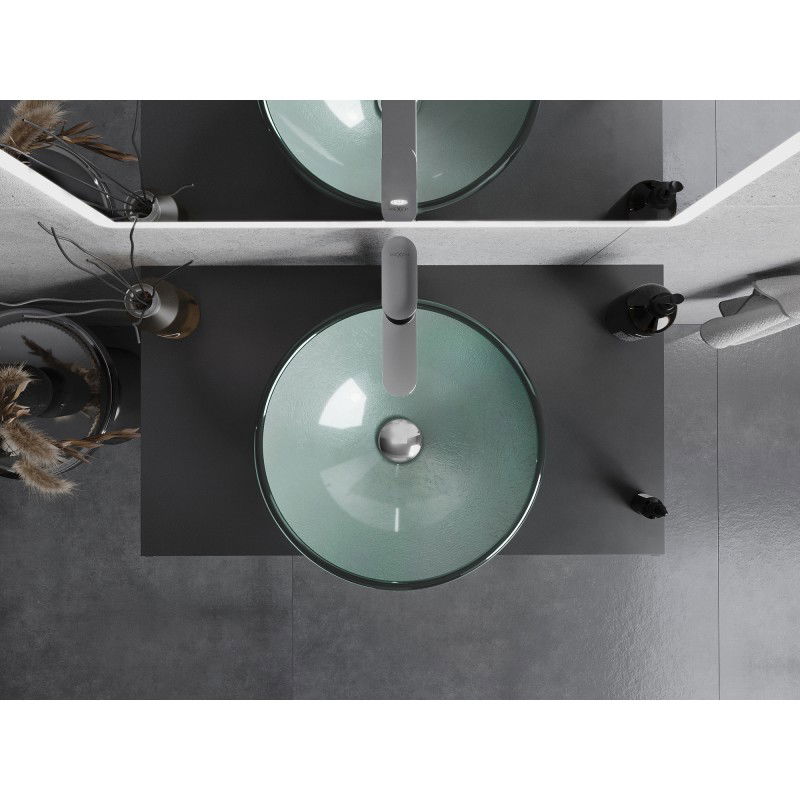 Mexen Mira üveg pult feletti mosdókagyló 42 x 42 cm, ezüst - 24124211