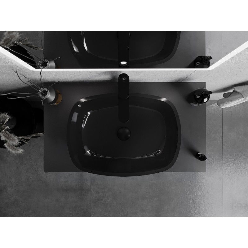 Mexen Araks chiuvetă de blat din sticlă 54 x 39 cm, neagră - 24155470