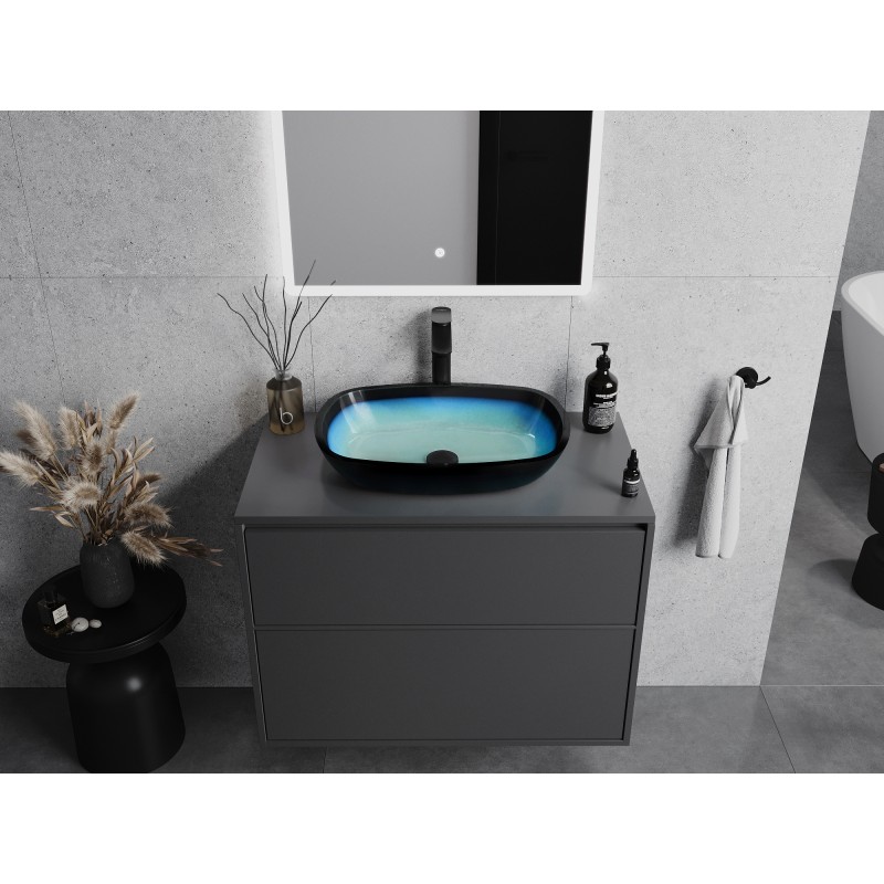 Mexen Araks chiuvetă de sticlă pe blat 54 x 39 cm, albastră - 24155447