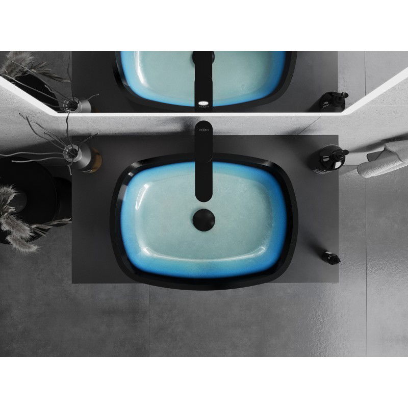 Mexen Araks chiuvetă deasupra blatului din sticlă 54 x 39 cm, albastră - 24155447