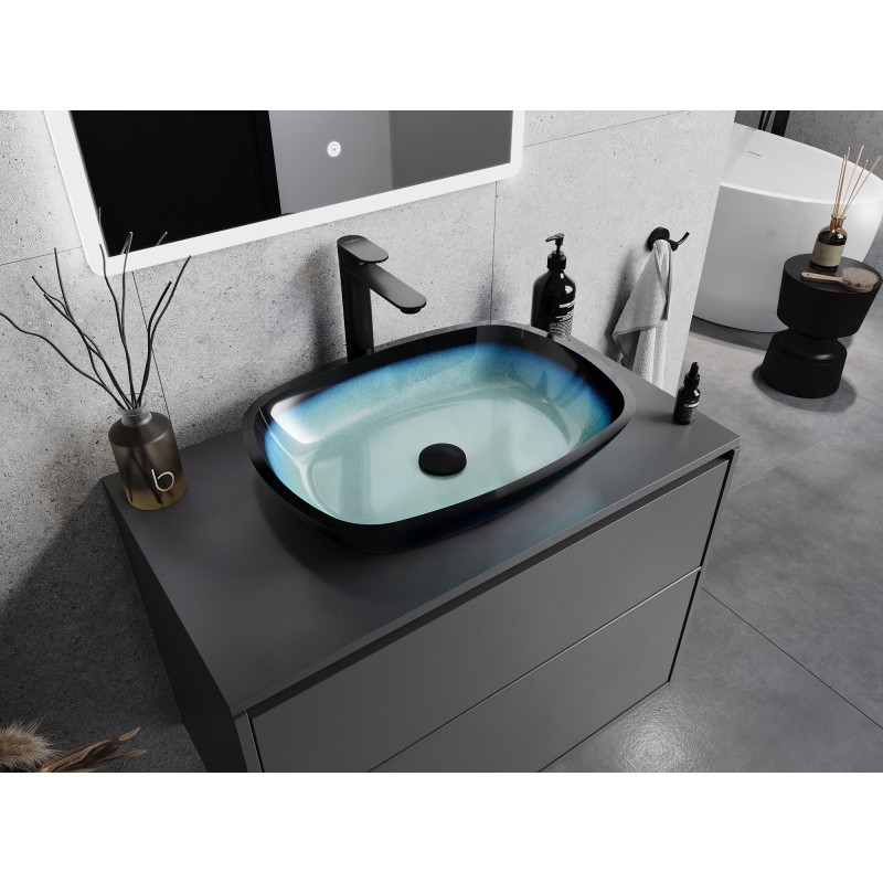 Mexen Araks 54 x 39 cm-es üveg, ráépíthető mosdókagyló, kék - 24155447