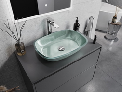 Mexen Araks sticlă chiuvetă pe blat 54 x 39 cm, Argintiu - 24155411