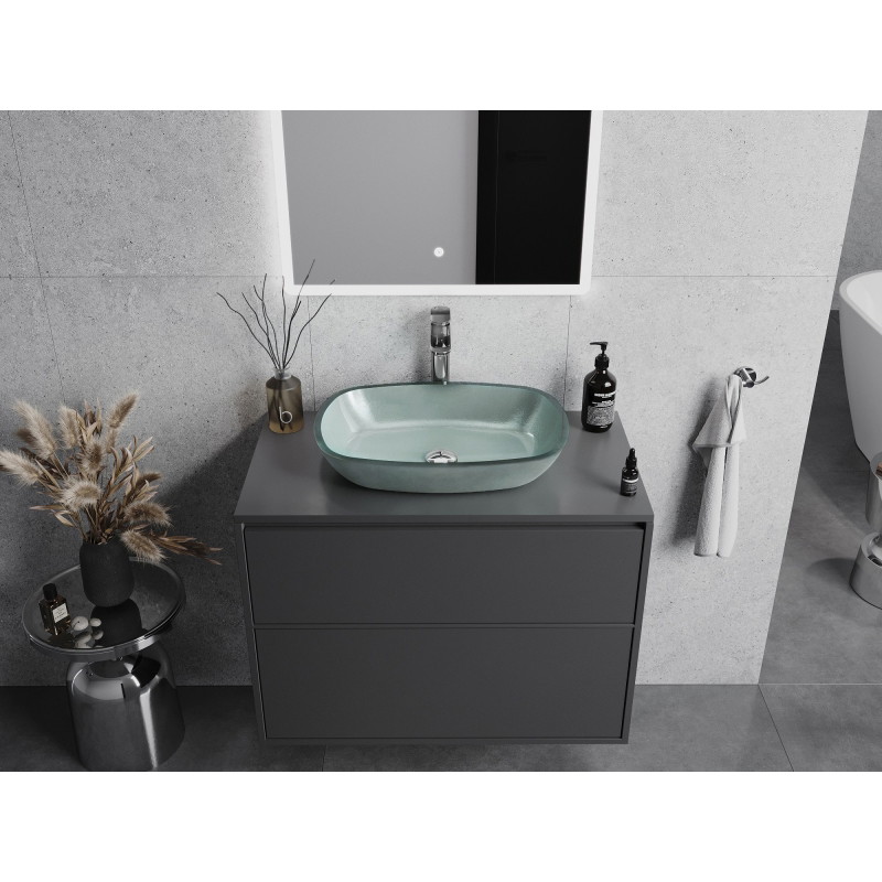Mexen Araks lavoar din sticlă pe blat 54 x 39 cm, argintiu - 24155411