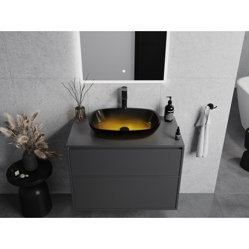 Mexen Araks lavoar din sticlă montat pe blat 54 x 39 cm, auriu închis - 24155451