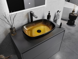 Mexen Araks pultra szerelhető üveg mosdókagyló 54 x 39 cm, arany Sötét - 24155451