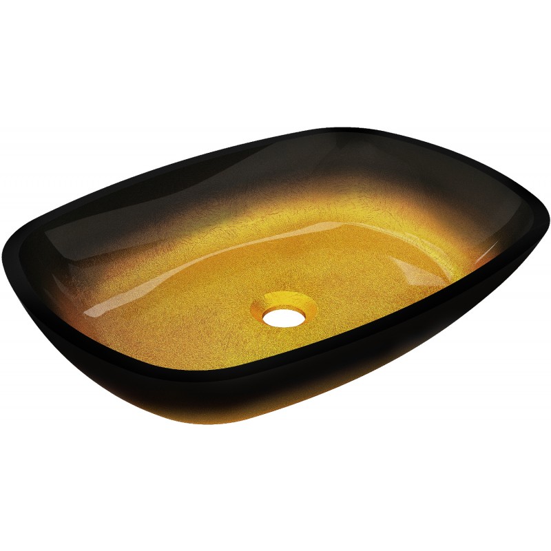 Mexen Araks chiuvetă de sticlă deasupra blatului 54 x 39 cm, aurie închisă - 24155451
