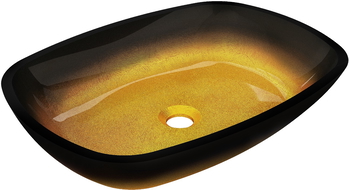 Mexen Araks sticlă chiuvetă pe blat 54 x 39 cm, Auriu închis - 24155451