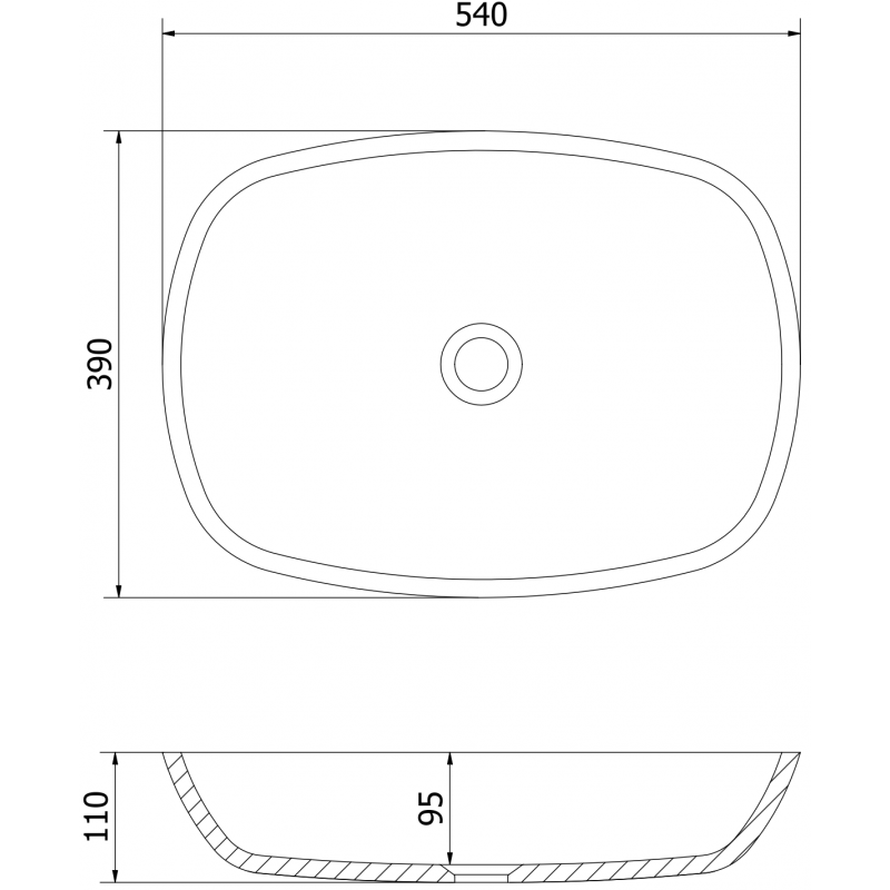 Mexen Araks lavoar de sticlă montat pe blat 54 x 39 cm, argintiu - 24155411