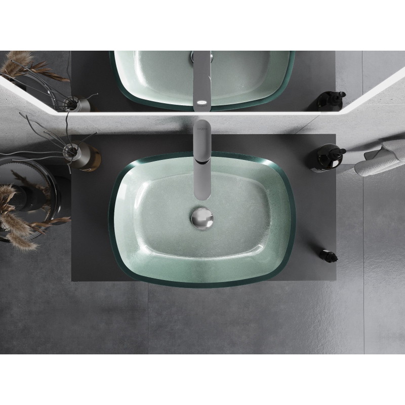 Mexen Araks lavoar din sticlă pe blat 54 x 39 cm, argintiu - 24155411