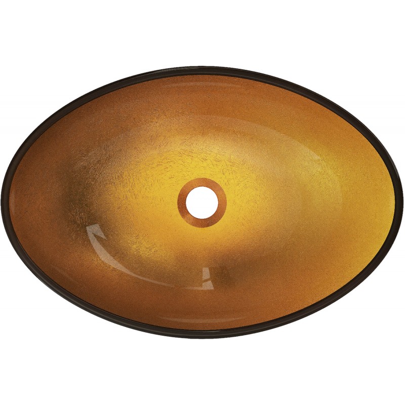 Mexen Sonia lavoar de sticlă pe blat 54 x 37 cm, auriu - 24145450