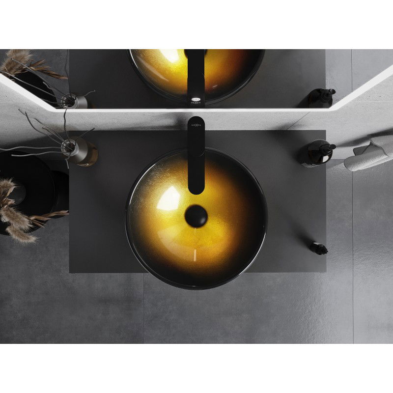 Mexen Mira chiuvetă din sticlă montată pe blat 42 x 42 cm, aurie închisă - 24124251