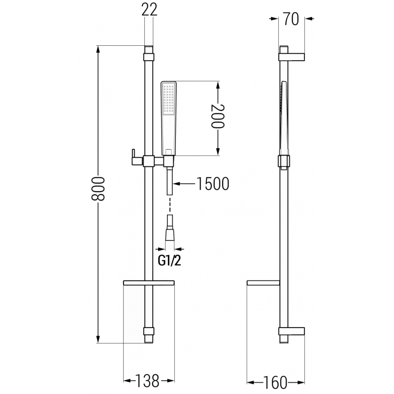 Mexen Lynx DQ72 zuhanyszett, fekete - 745914DQ72-70