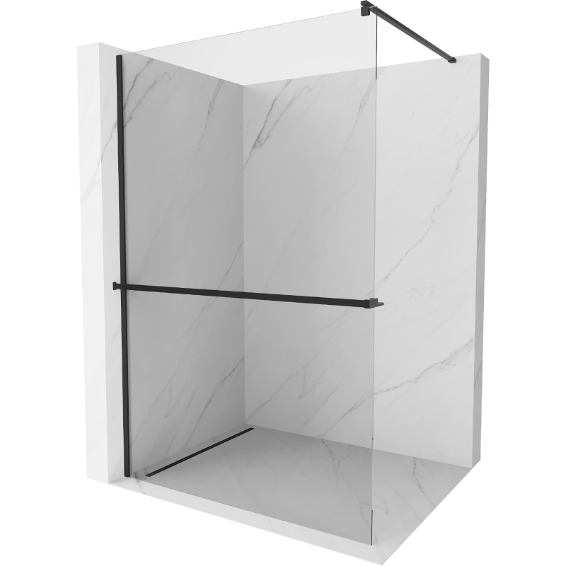 Mexen Kioto+ zidă privalnic cu raft Walk-in 85 x 200 cm, transparent, negru - 800-085-121-70-00