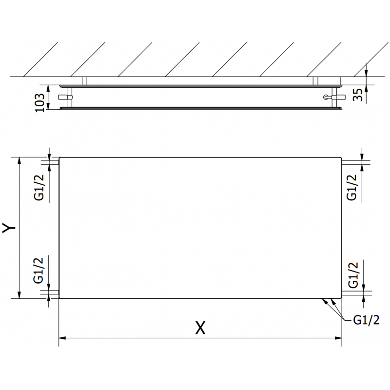 Mexen CVHF20 Hygiene Flat radiator plăci 400 x 700 mm, conexiune inferioară, 503 W, negru - W620HF-040-070-70