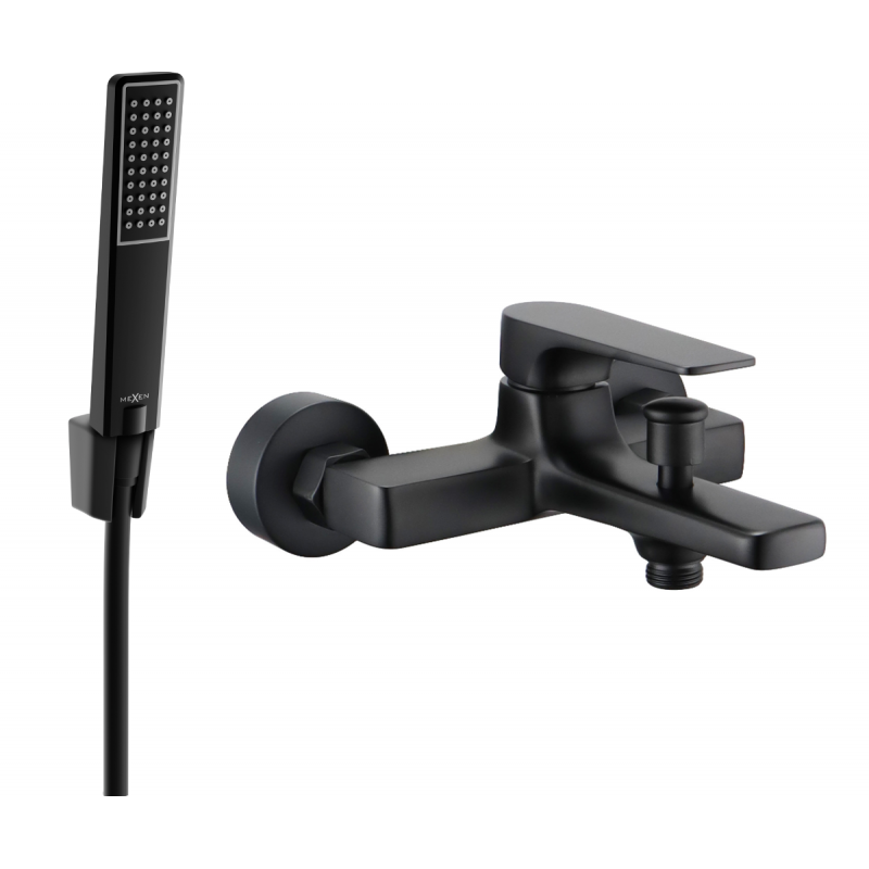 Mexen Lynx Baterie de baie R72 cu set de duș, neagră - 74593R72-70