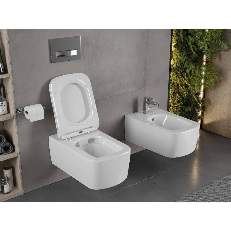Mexen York Rimless WC csésze slim lassan záródó duroplast ülőkével, fényes fehér - 30114000