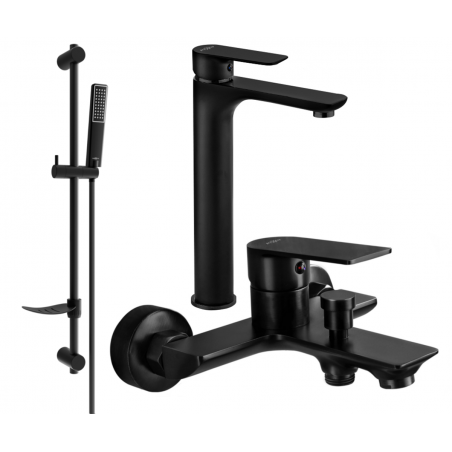 Mexen Alfa DF72 fürdőkád csaptelep szett, fekete - 745713DF72-70