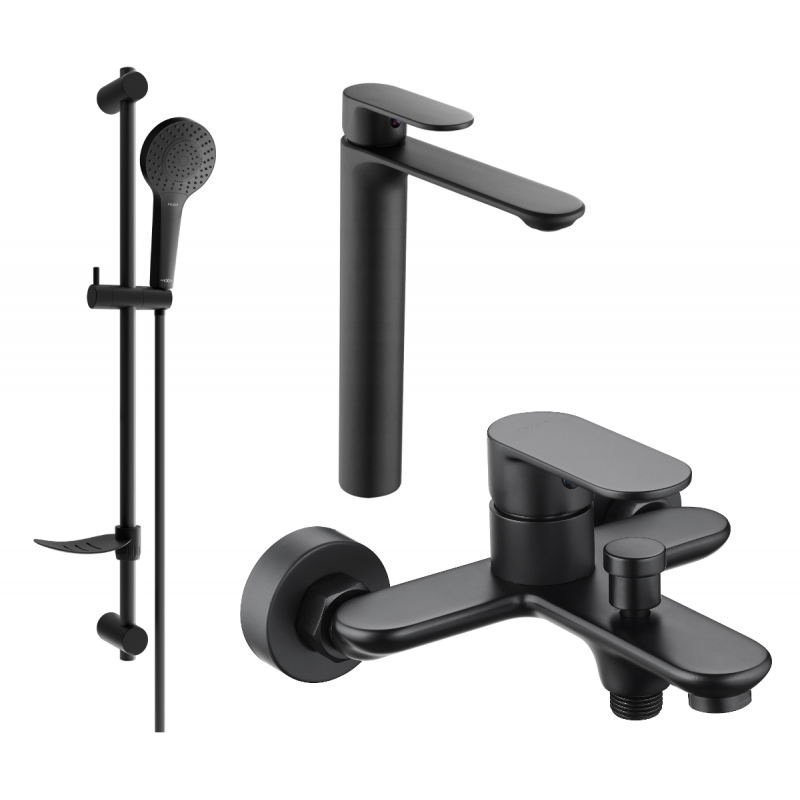 Mexen Milo DF05 set pentru cadă, negru - 71313DF05-70