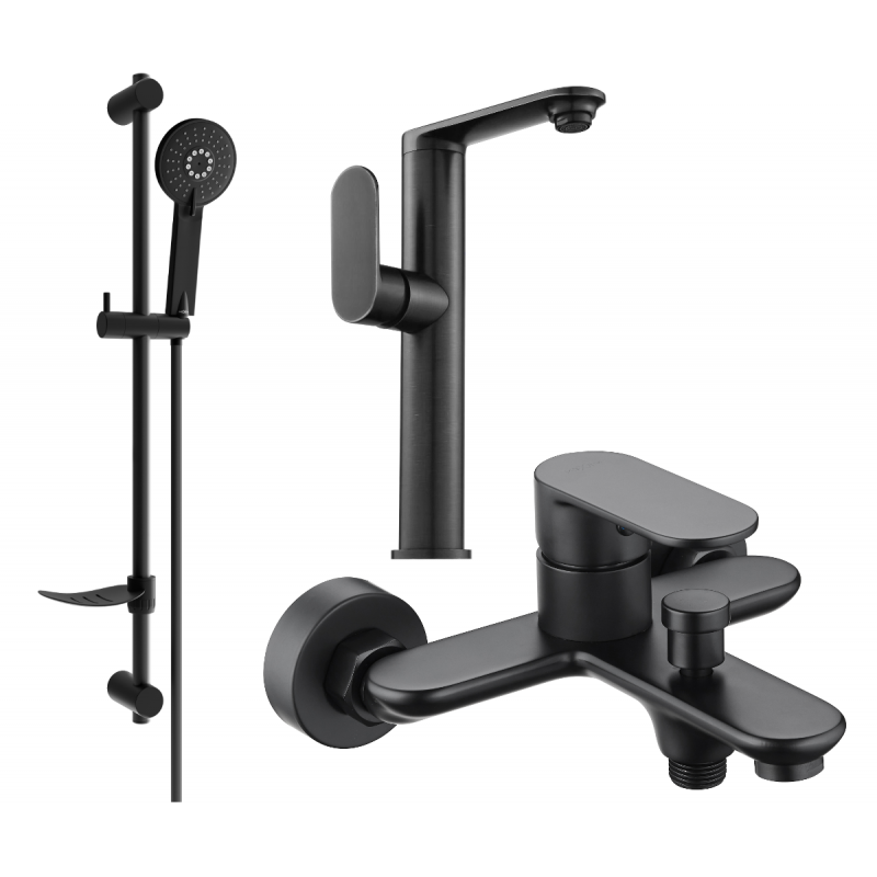 Mexen Milo DF40 kádcsaptelep készlet, fekete - 713153DF40-70