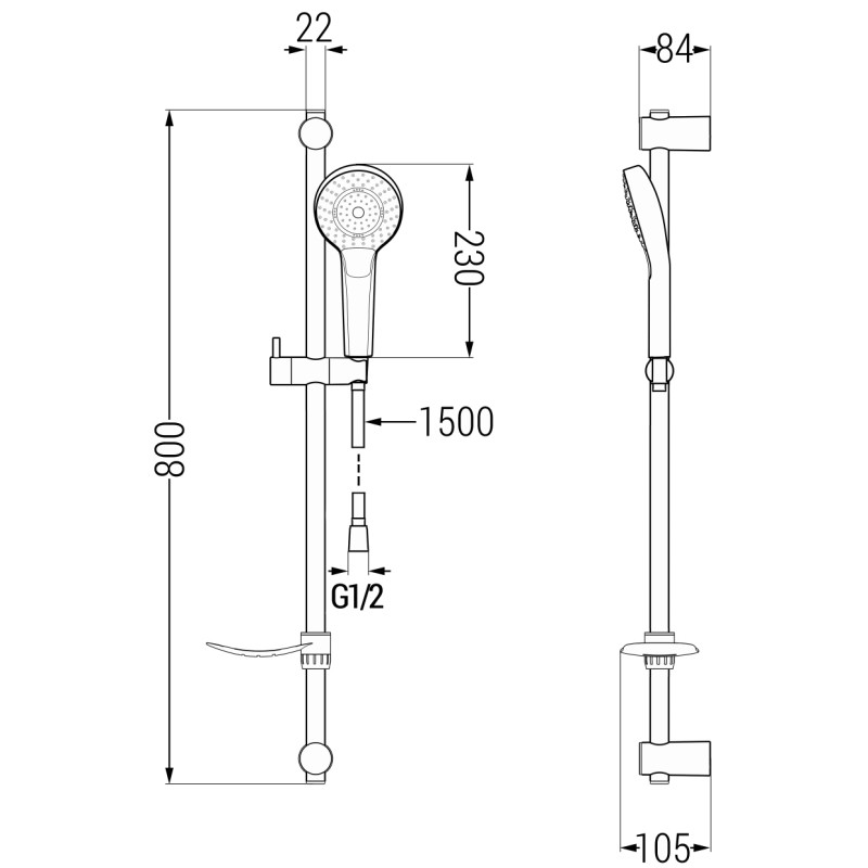Mexen Milo DF05 set duș, crom - 713154DF05-00