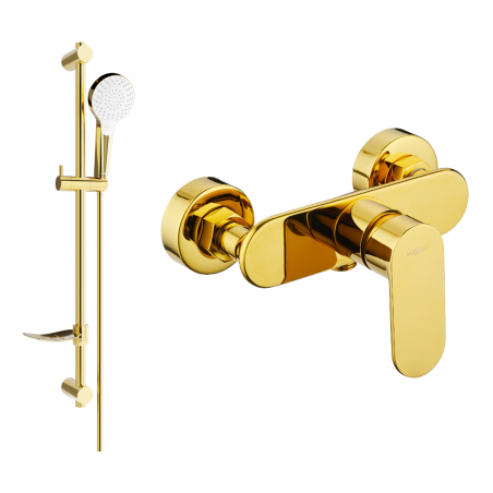 Mexen Milo DF05 baterie de dus cu set de duș, Aurie - 7134R05-50