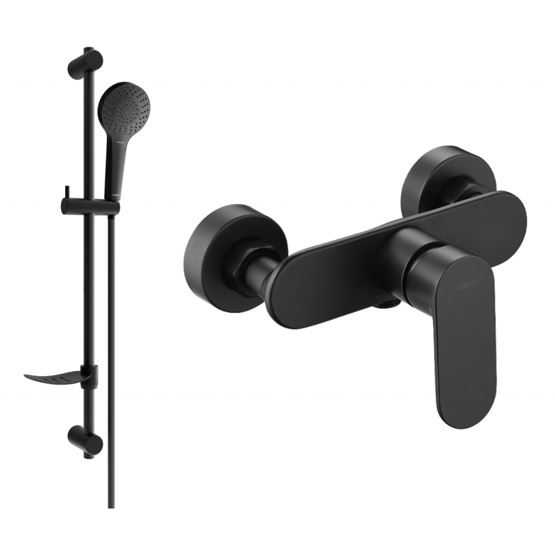 Mexen Milo DF05 zuhanycsaptelep zuhanykészlettel, fekete - 7134R05-70