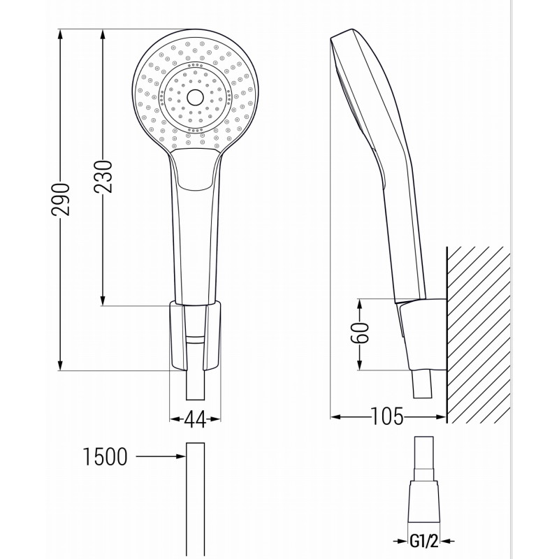 Mexen Milo R05 baterie de cadă cu set de duș, crom - 7133R05-00