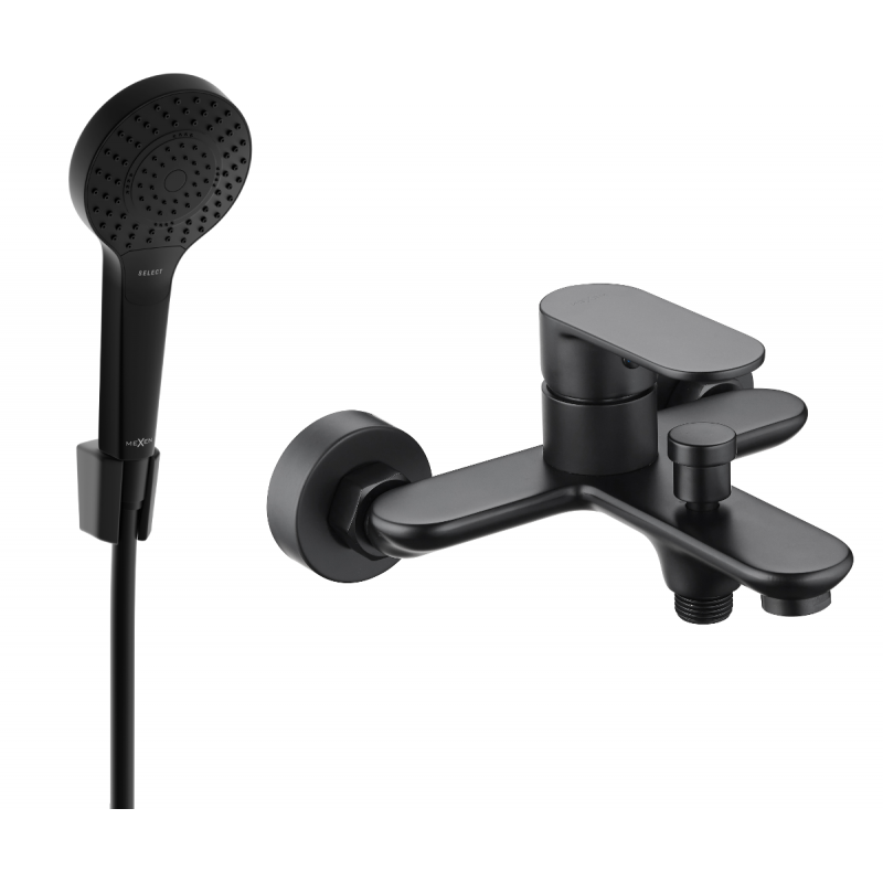 Mexen Milo R05 baterie de baie cu set de duș, negru - 7133R05-70