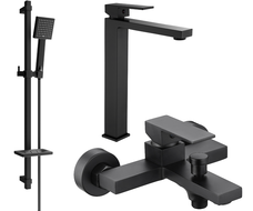 Mexen Uno DQ45 fürdőkád csomag, fekete - 71413DQ45-70