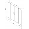 Mexen Velar Duo kétszárnyú, toló fürdőkád paraván 150 x 150 cm, matt üveg, króm - 896-150-000-32-01