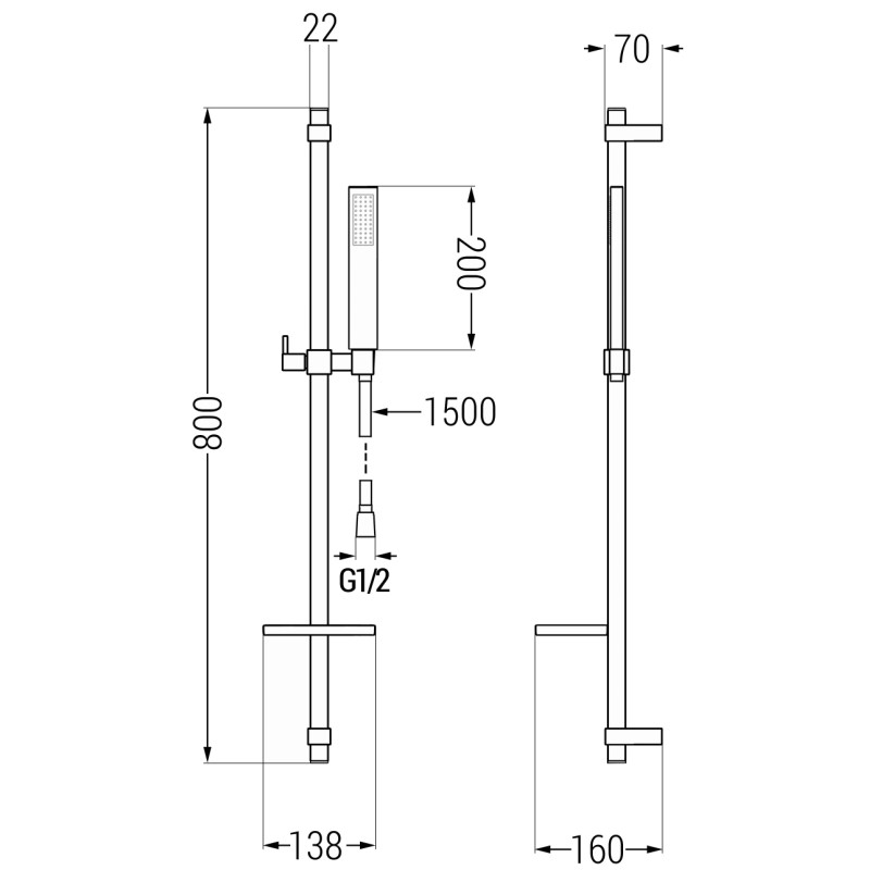 Mexen Zero Set de baie DQ02, negru - 71103DQ02-70