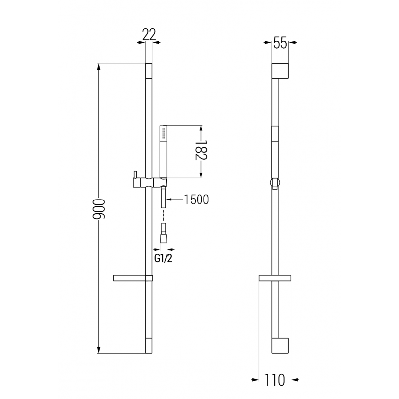 Mexen Zero DS70 fürdőkád készlet, fekete - 71103DS70-70
