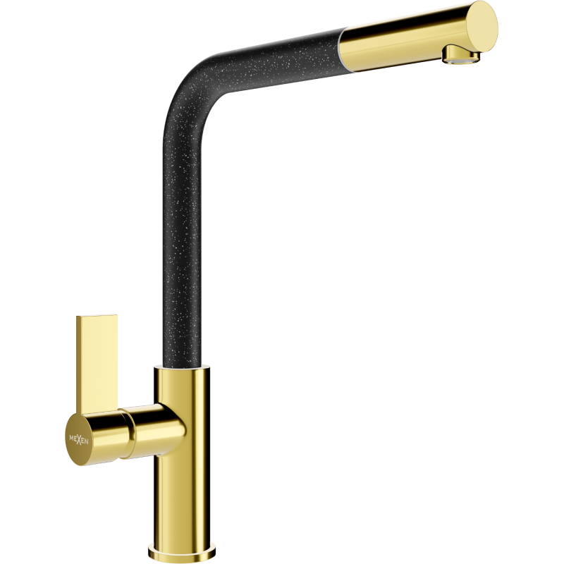 Mexen Flora baterie de bucătărie, aurie/neagră cu pete - 670401-75
