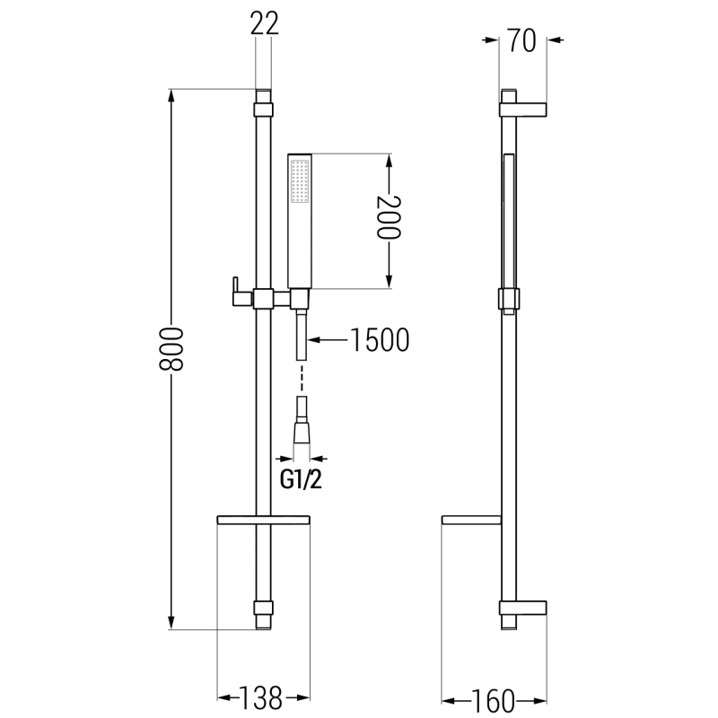 Mexen Zero DQ02 set de baie, crom - 7113DQ02-00