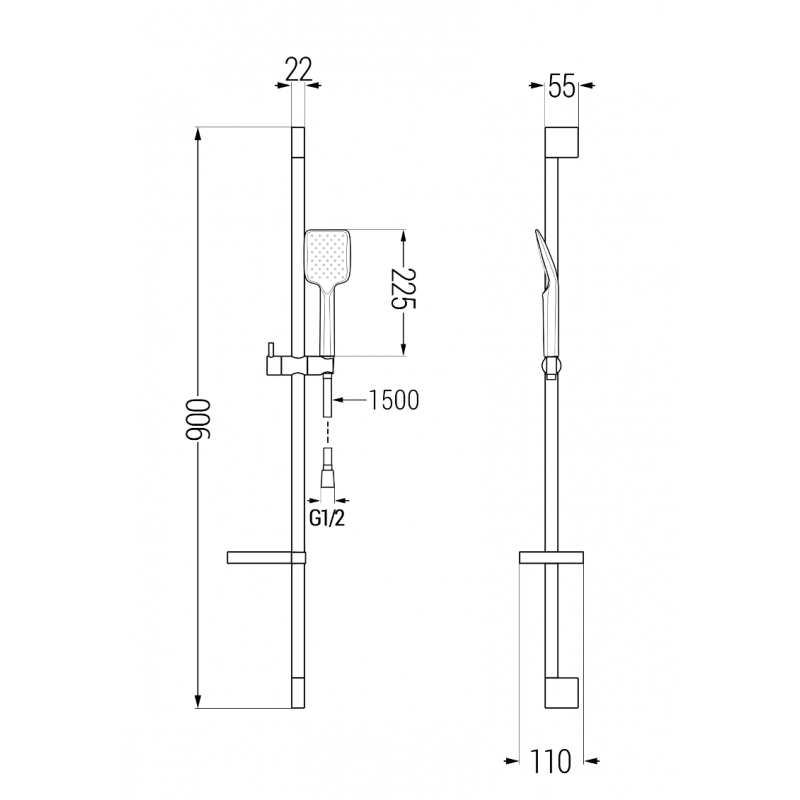 Mexen Zero Set cadă DS62, crom - 7113DS62-00