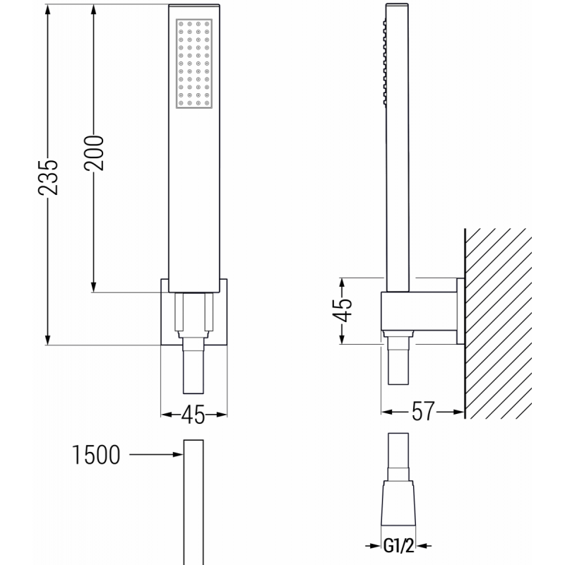 Mexen Zero R02 baterie de cadă cu set de duș, neagră - 7113R02-70