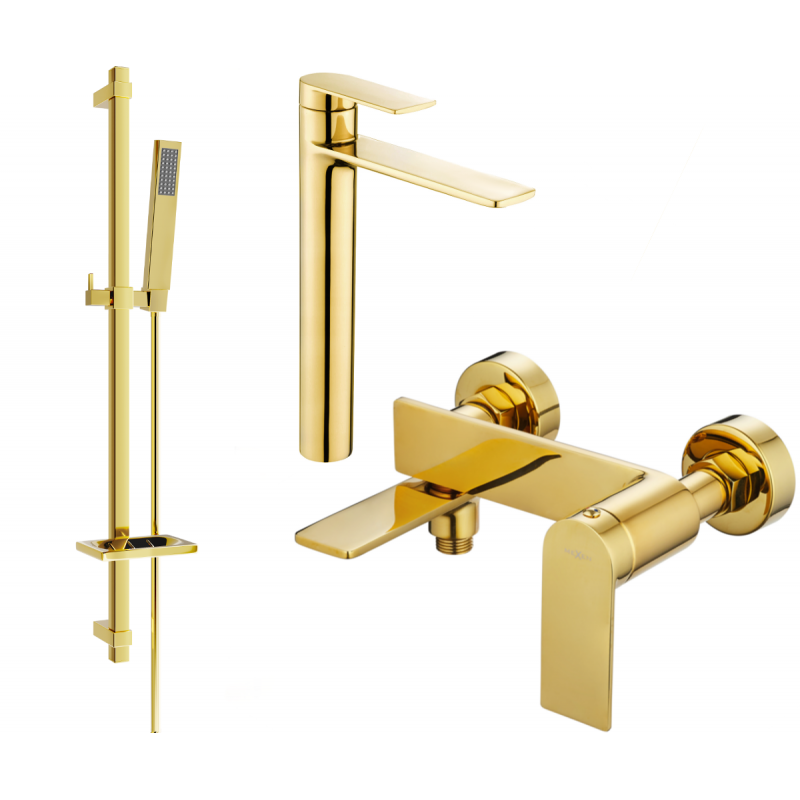 Mexen Zero DQ02 fürdőkád szett, arany - 7113DQ02-50