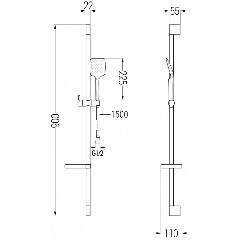 Mexen Alexa DS62 fürdőkád készlet, fekete - 71203DS62-70