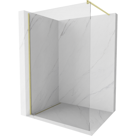 Mexen Kioto şcianka prysznicowa Walk-in 75 x 200 cm, transparent 8 mm, złota szczotkowana - 800-075-101-55-00