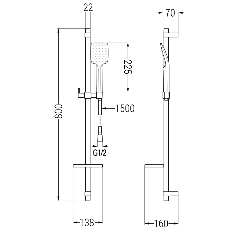 Mexen Alexa DS62 set de baie, negru - 71213DS62-70