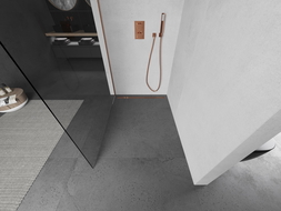 Mexen Kioto zuhanyfal Walk-in 130 x 200 cm, áttetsző 8 mm, kefélt réz - 800-130-101-65-00
