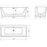 Mexen Volta cadă freestanding pentru perete 170 x 75 cm, alb/negru, scurgere din cupru periat - 51131707575-65