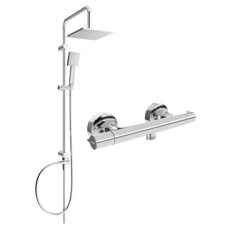 Mexen Slim Set duș Tord montat pe perete cu pară de duș și baterie termostatică, crom - 77105200-00