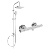 Mexen Tord set de duș cu pară de tip ploaie și baterie de duș termostatică Slim, Crom - 77105200-00