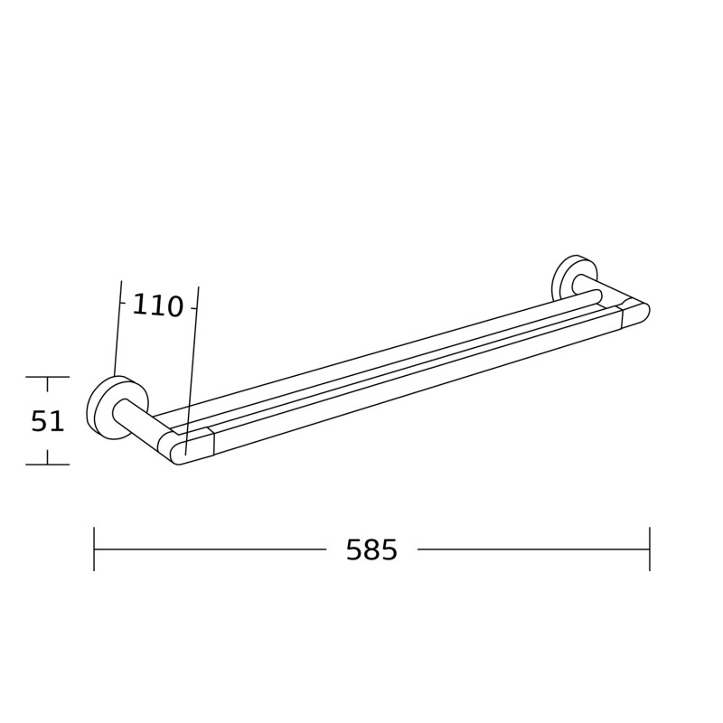 Mexen Tiber cuier dublu pentru prosoape, crom - 7050525-00