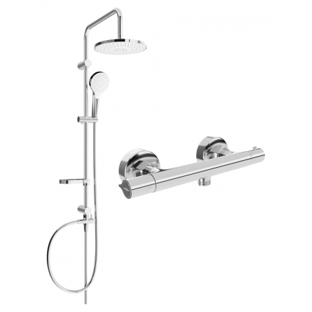 Mexen Erik set de duș cu pară de tip ploaie și baterie de duș termostatică Slim, Crom - 77105205-00