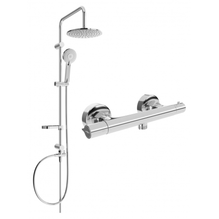 Mexen Carl set de duș cu pară de tip ploaie și baterie de duș termostatică Slim, Crom - 77105240-00
