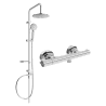 Mexen Carl set de duș cu pară de tip ploaie și baterie de duș termostatică Slim, Crom - 77105240-00