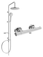 Set de duș suprafață Mexen Carl cu duș fix și baterie de duș termostatică Slim, crom - 77105240-00
