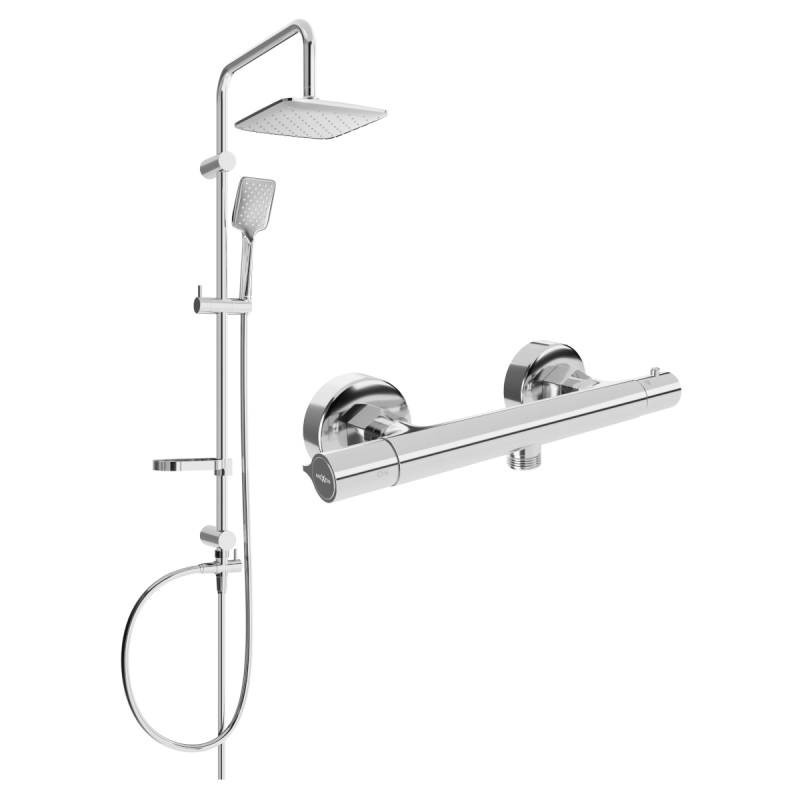 Mexen Sven set de duș montat la suprafață cu duș și baterie de duș termostatică Slim, crom - 77105262-00